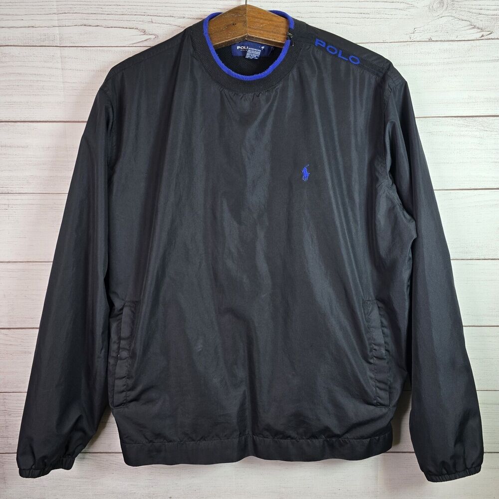 Polo Golf Ralph Lauren Jacket Mens Medium Windbreaker Pullover Bomber Pony Black